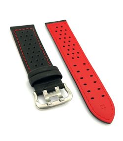 Correa Reloj Diloy Piel Negra Bicolor Rojo 24mm CP000380.53.24