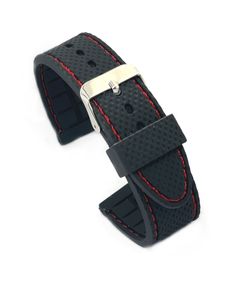 Correa Reloj Diloy Silicón Negro Bicolor Rojo 20mm CS0SBR22.53.20