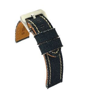 Correa Reloj Diloy Tela Denim-Piel Negra 24mm CP000390.01.24