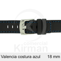 Correa Reloj Neopreno 18mm 133142N-A Negro Costura Azul Valencia