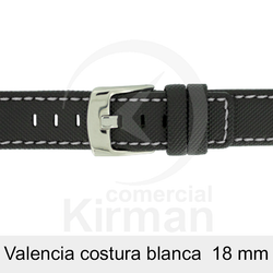 Correa Reloj Neopreno 18mm 133142N-B Negro Costura Blanca Valencia