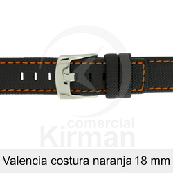 Correa Reloj Neopreno 18mm 133142N-NA Negro Costura Naranja Valencia