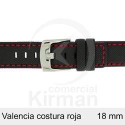 Correa Reloj Neopreno 18mm 133142N-R Negro Costura Roja Valencia