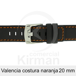 Correa Reloj Neopreno 20mm 134142N-NA Negro Costura Naranja Valencia
