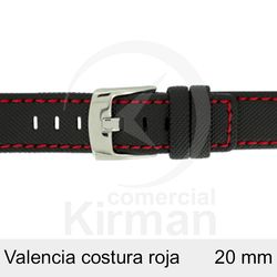 Correa Reloj Neopreno 20mm 134142N-R Negro Costura Roja Valencia