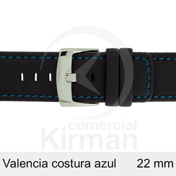 Correa Reloj Neopreno 22mm 139142N-A Negro Costura Azul Valencia