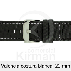 Correa Reloj Neopreno 22mm 139142N-B Negro Costura Blanca Valencia