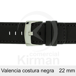 Correa Reloj Neopreno 22mm 139142N-N Negro Costura Negra Valencia
