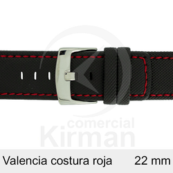 Correa Reloj Neopreno 22mm 139142N-R Negro Costura Roja Valencia