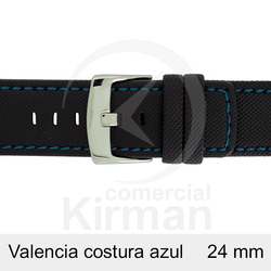 Correa Reloj Neopreno 24mm 140142N-A Negro Costura Azul Valencia