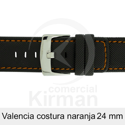 Correa Reloj Neopreno 24mm 140142N-NA Negro Costura Naranja Valencia