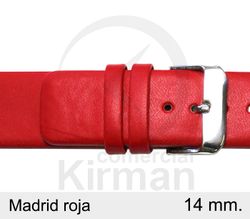 Correa Reloj Piel 14x75/115mm 131122R Madrid Roja Cierre Hebilla Acero