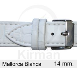 Correa Reloj Piel 14x75/115mm 131123B Mallorca Blanca Cierre Hebilla Acero
