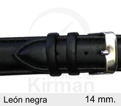 Correa Reloj Piel 14x90/130mm 131023N León Negra Cierre Hebilla Acero