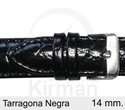 Correa Reloj Piel 14x90/130mm 131026N Terragona Negra Cierre Hebilla Acero