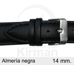 Correa Reloj Piel 14x90/130mm 4020114 Almería Negra Cierre Hebilla Acero