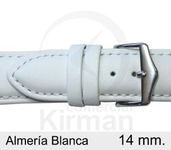 Correa Reloj Piel 14x90/130mm 4020314 Almería Blanca Cierre Hebilla Acero