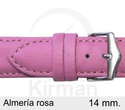 Correa Reloj Piel 14x90/130mm 4020914 Almería Rosa Oscuro Cierre Hebilla Acero