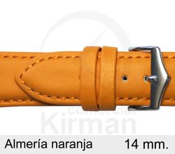 Correa Reloj Piel 14x90/130mm 4021414 Almería Naranja Cierre Hebilla Acero