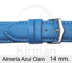 Correa Reloj Piel 14x90/130mm 4021514 Almería Azul Claro Cierre Hebilla Acero