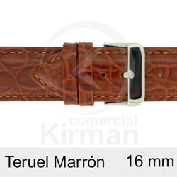 Correa Reloj Piel 16x75/110mm 132032M Teruel Marrón Cierre Hebilla Acero