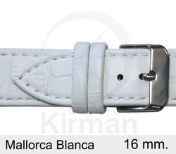 Correa Reloj Piel 16x75/115mm 132123B Mallorca Blanca Cierre Hebilla Acero