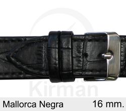 Correa Reloj Piel 16x75/115mm 132123N Mallorca Negra Cierre Hebilla Acero