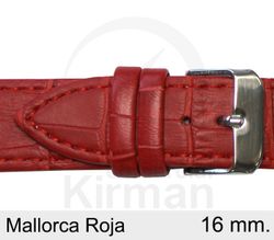 Correa Reloj Piel 16x75/115mm 132123R Mallorca Roja Cierre Hebilla Acero