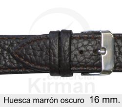 Correa Reloj Piel 16x75/115mm 132127MO Huesca Marrón Oscuro Cierre Hebilla Acero