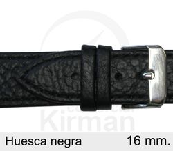 Correa Reloj Piel 16x75/115mm 132127N Huesca Negra Cierre Hebilla Acero