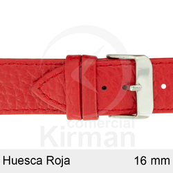 Correa Reloj Piel 16x75/115mm 132127R Huesca Roja Cierre Hebilla Acero