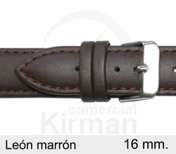 Correa Reloj Piel 16x90/130mm 132022M León Marrón Cierre Hebilla Acero