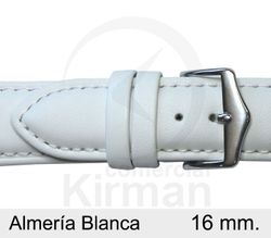 Correa Reloj Piel 16x90/130mm 4020316 Almería Blanca Cierre Hebilla Acero