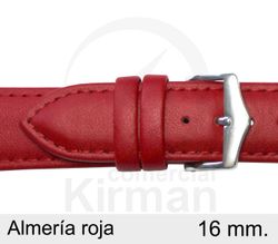 Correa Reloj Piel 16x90/130mm 4020416 Almería Roja Cierre Hebilla Acero