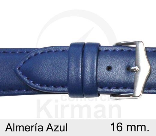 Correa Reloj Piel 16x90/130mm 4020516 Almería Azul Cierre Hebilla Acero