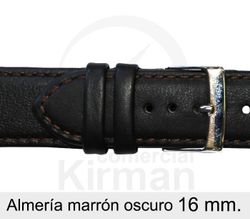 Correa Reloj Piel 16x90/130mm 4021216 Almería Marrón Oscuro Cierre Hebilla Acero