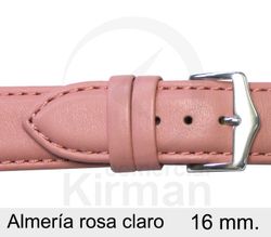 Correa Reloj Piel 16x90/130mm 4021916 Almería Rosa Claro Cierre Hebilla Acero