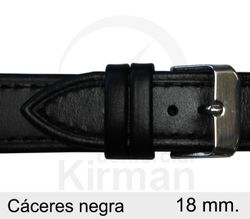 Correa Reloj Piel 18x75/115mm 133010N Cáceres Negra Cierre Hebilla Acero