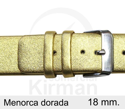 Correa Reloj Piel 18x75/115mm 133114D Menorca Dorada Cierre Hebilla Acero