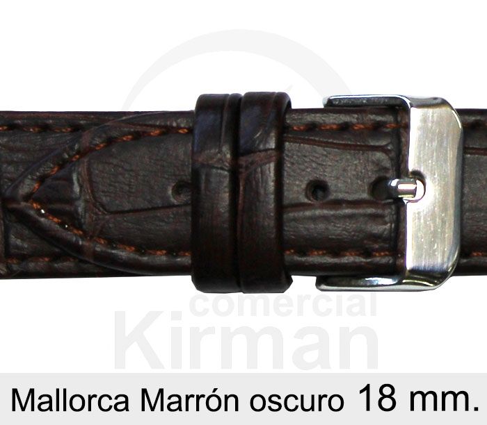 Correa Reloj Piel 18x75/115mm 133123MO Mallorca Marrón Oscuro Cierre Hebilla Acero