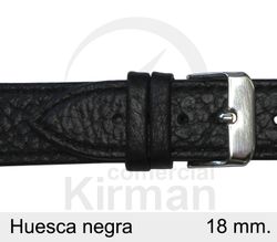 Correa Reloj Piel 18x75/115mm 133127N Huesca Negra Cierre Hebilla