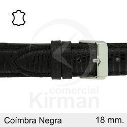 Correa Reloj Piel 18x75/115mm 133136N Coímbra Negra Cierre Hebilla Acero