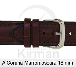 Correa Reloj Piel 18x75/120mm4011218 A Coruńa Marrón Oscura Cierre Hebilla