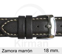 Correa Reloj Piel 18x80/115mm 133116M Zamora Marrón Cierre Hebilla Acero