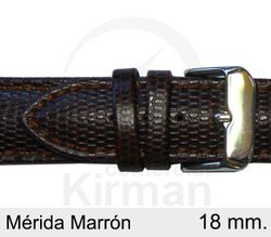 Correa Reloj Piel 18x80/120mm 133037M Mérida Marrón Cierre Hebilla Acero