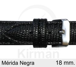 Correa Reloj Piel 18x80/120mm 133037N Mérida Negra Cierre Hebilla Acero