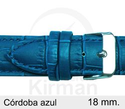 Correa Reloj Piel 18x80/120mm 133115A Córdoba Azul Cierre Hebilla Acero