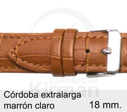 Correa Reloj Piel 18x80/120mm 133126MC Córdoba Extra Larga Marrón Claro Cierre Hebilla