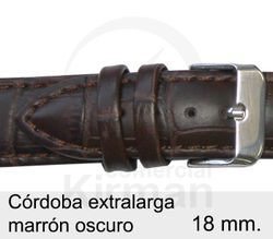 Correa Reloj Piel 18x80/120mm 133126MO Córdoba Extra Larga Marrón Oscuro Cierre Hebilla