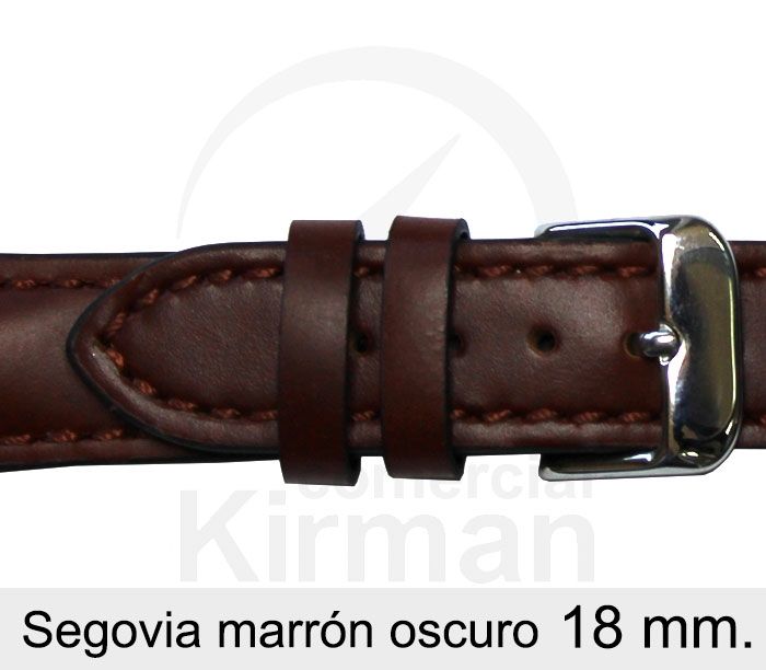Correa Reloj Piel 18x80/120mm 133128MO Segovia Marrón Oscuro Cierre Hebilla